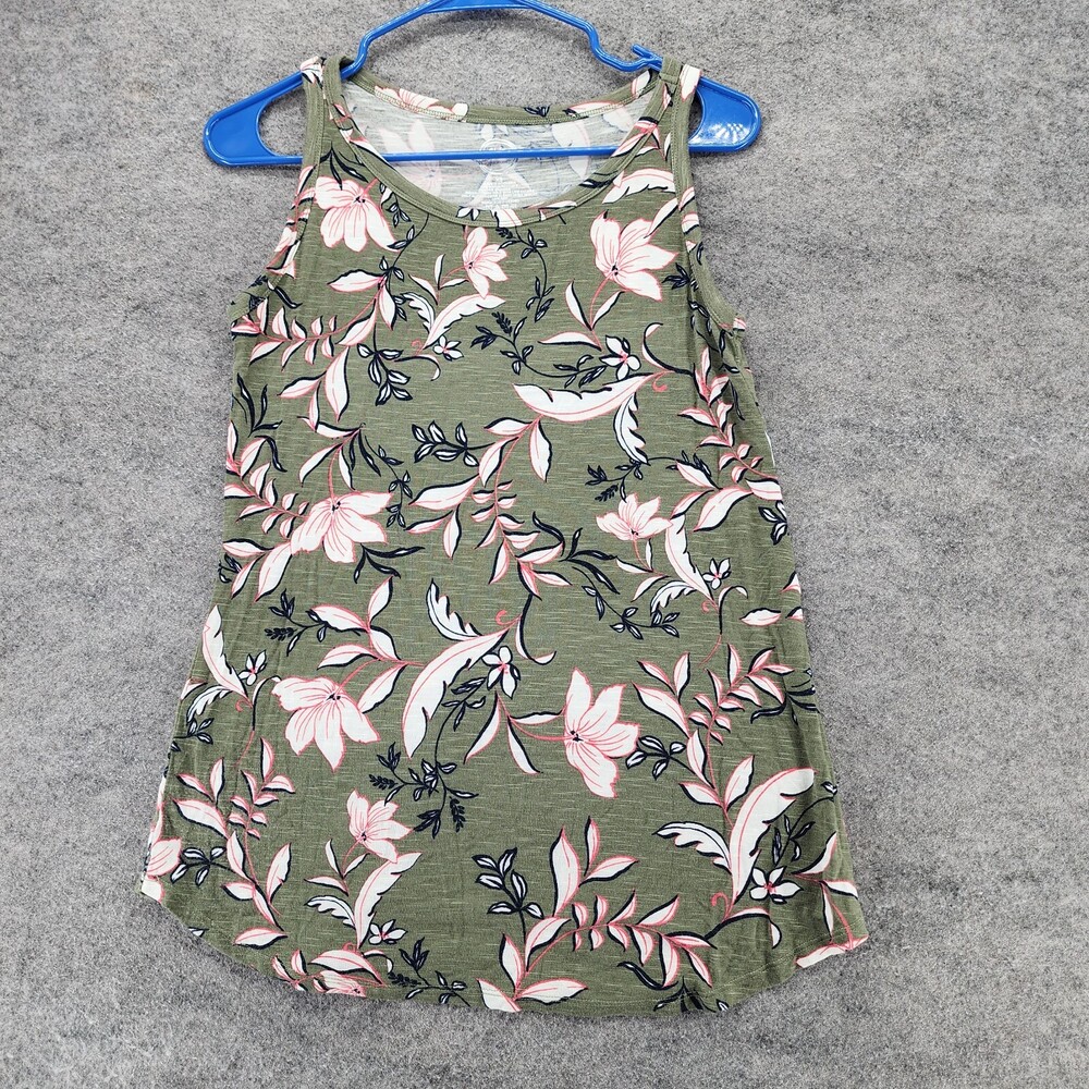 24/7 Maurices Tank Top Womens XS Sleeveless Green Floral